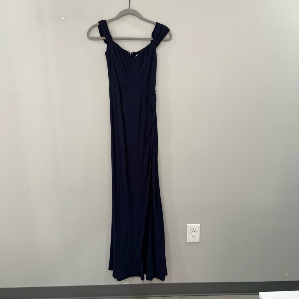 NWT Reformation Dress Marilyn Maxi Off The Shoulder in Navy - Picture 5 of 9